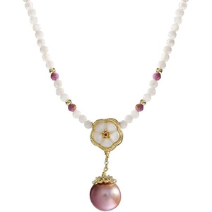 image:imageNONNYL Pearl Necklace for Women Gifts Sterling Silver Genuine White Freshwater Cultured Pearls Pendant Necklaces Christmas Gifts for Mom Wife Girlfriend Her Anniversary Birthday Fine Jewelry NO119