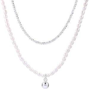 image:imageNONNYL Pearl Necklace for Women Gifts Sterling Silver Genuine White Freshwater Cultured Pearls Pendant Necklaces Gifts for Mom Wife Her Christmas Anniversary Birthday Fine Jewelry NO5002