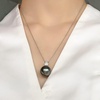 image:imageAuthentic South Sea Tahitian Black Pearl Necklace for Women Pearls Pendant Necklace 1112mm Round Pearl Sterling Silver Pendant Jewelry Gifts for Women Wife Mom Grandma Daughter