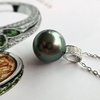 image:imageAuthentic South Sea Tahitian Black Pearl Necklace for Women Pearls Pendant Necklace 1112mm Round Pearl Sterling Silver Pendant Jewelry Gifts for Women Wife Mom Grandma Daughter