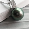 image:imageAuthentic South Sea Tahitian Black Pearl Necklace for Women Pearls Pendant Necklace 1112mm Round Pearl Sterling Silver Pendant Jewelry Gifts for Women Wife Mom Grandma Daughter