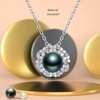 image:imageBlack Pearl Necklace Tahitian Cultured Pearl Pendant Necklaces for Women 10mm Round Black Pearls Sterling Silver 18 inch Chain  Fine Jewelry Gifts for Wife Girlfriend Mother