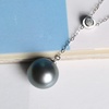 image:imageBlack Pearl Necklace Tahitian Pearl Necklace Pearl Necklaces for Women 10mm Round Black Pearl Sterling Silver Pendant 18 inch Chain  Jewelry Gifts for Wife Her Girlfriend Mother