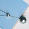 image:imageBlack Pearl Necklace Tahitian Pearl Necklace Pearl Necklaces for Women 10mm Round Black Pearl Sterling Silver Pendant 18 inch Chain  Jewelry Gifts for Wife Her Girlfriend Mother