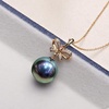 image:imageNONNYL 18K Gold Tahitian Black Pearl Necklace for Women Fine Jewellery Round AAAA 10105mm Pearls Pearl Pendant Necklace Gift for Women Her Grandma Wife