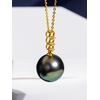 image:imageNONNYL 18K Gold Tahitian Black Pearl Necklaces for Women Round AAAA 10mm Pearls Real South Sea Cultured Pearl Pendant Necklace Fine Jewelry Gift for Womens Her Grandma Wife