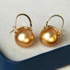 image:imageNONNYL 18K Yellow Gold Dangle Earrings  Real South Sea Golden Pearl Perfect for Women Birthday Anniversary Wedding