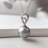 image:imageNONNYL Akoya Pearl Necklace for Women Pearls Pendant Necklace 910mm Round Pearl Grey Pendant 18 inch Sterling Silver Chain  Jewelry Gifts for Women Wife Mom Grandma Daughter