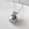 image:imageNONNYL Akoya Pearl Necklace for Women Pearls Pendant Necklaces 910mm Round Pearl Grey Pendant 18 inch Sterling Silver Chain  Jewelry Gifts for Women Wife Mom Grandma Daughter