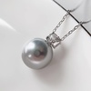 image:imageNONNYL Akoya Pearl Necklace for Women Pearls Pendant Necklaces 910mm Round Pearl Grey Pendant 18 inch Sterling Silver Chain  Jewelry Gifts for Women Wife Mom Grandma Daughter