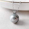 image:imageNONNYL Akoya Pearl Necklace for Women Pearls Pendant Necklaces 910mm Round Pearl Grey Pendant 18 inch Sterling Silver Chain  Jewelry Gifts for Women Wife Mom Grandma Daughter