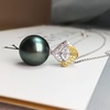 image:imageNONNYL Black Pearl Necklace Tahitian Pearl Necklace Pearl Necklaces for Women 10mm Round Black Pearl Sterling Silver Pendant 18 inch Chain  Jewelry Gifts for Wife Girlfriend Mother