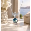 image:imageNONNYL Black Pearl Necklaces for Women With Genuine AAAA Quality Real Tahitian Cultured Pearl Pendant With Angels Design  18K Gold Plated 925 Sterling Silver Necklace