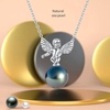 image:imageNONNYL Black Pearl Necklaces for Women With Genuine AAAA Quality Real Tahitian Cultured Pearl Pendant With Angels Design  18K Gold Plated 925 Sterling Silver Necklace