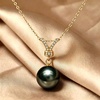 image:imageNONNYL Black Tahitian Cultured Real Pearl Pendant Necklaces for Women with Genuine AAA Quality 910mm Pearls  Platinum Gold Plated 925 Sterling Silver Necklace Fine Jewelry Gifts