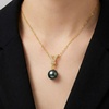image:imageNONNYL Black Tahitian Cultured Real Pearl Pendant Necklaces for Women with Genuine AAA Quality 910mm Pearls  Platinum Gold Plated 925 Sterling Silver Necklace Fine Jewelry Gifts