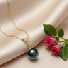 image:imageNONNYL Black Tahitian Cultured Real Pearl Pendant Necklaces for Women with Genuine AAA Quality 910mm Pearls  Platinum Gold Plated 925 Sterling Silver Necklace Fine Jewelry Gifts