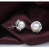 image:imageNONNYL Pearl Anniversary Birthday Gifts for Women Wife 925 Sterling Silver Freshwater Cultured Pearl Stud Earrings With CZ Dainty Flower Design Christmas Jewelry Gifts for Mom Her Wife Women