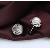 image:imageNONNYL Pearl Anniversary Birthday Gifts for Women Wife 925 Sterling Silver Freshwater Cultured Pearl Stud Earrings With CZ Dainty Flower Design Christmas Jewelry Gifts for Mom Her Wife Women