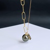 image:imageNONNYL Real Pearl Pendant Necklace for Women with Genuine AAAA Quality 910mm Black Tahitian Cultured Pearls  Platinum Gold Plated 925 Sterling Silver Fine Jewelry Gift for Her