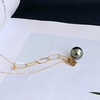 image:imageNONNYL Real Pearl Pendant Necklace for Women with Genuine AAAA Quality 910mm Black Tahitian Cultured Pearls  Platinum Gold Plated 925 Sterling Silver Fine Jewelry Gift for Her