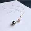 image:imageNONNYL Real Pearl Pendant Necklace for Women with Genuine AAAA Quality White Akoya 89mm and Black Tahitian Cultured Pearls Platinum Gold Plated 925 Sterling Silver Fine Jewelry Gift for Her