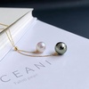 image:imageNONNYL Real Pearl Pendant Necklace for Women with Genuine AAAA Quality White Akoya 89mm and Black Tahitian Cultured Pearls Platinum Gold Plated 925 Sterling Silver Fine Jewelry Gift for Her