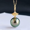 image:imageNONNYL Real Pearl Pendant Necklaces for Women with Genuine AAA Quality 910mm Black Tahitian Cultured Pearls  Platinum Gold Plated 925 Sterling Silver Necklace Fine Jewelry Gifts for Her