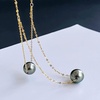 image:imageNONNYL Real Pearl Pendant Necklaces for Women with Genuine AAAA Quality 8510mm Black Tahitian Cultured Pearls  Platinum Gold Plated 18K Necklace Fine Jewelry Gifts for Her