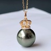 image:imageNONNYL Real Pearl Pendant Necklaces for Women with Genuine AAAA Quality 910mm Black Tahitian Cultured Pearls  Platinum Gold Plated 925 Sterling Silver Necklace Fine Jewelry Gifts