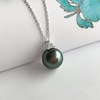 image:imageNONNYL Real Pearl Pendant for Women with Genuine AAA Quality Black Tahitian Cultured Pearls with Pendant  925 Sterling Silver Plated Platinum Gold Necklace