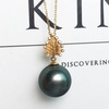 image:imageNONNYL Real Pearl Pendants Necklace for Women with Genuine AAAA Quality Black Tahitian Cultured Pearls with Pendant  925 Sterling Silver Plated Platinum Gold Necklace