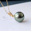 image:imageNONNYL Tahitian Black Pearl Necklace Pearl Necklaces for Women 1011mm Round Black Pearl Sterling Silver Pendant 18 inch Chain  Jewelry Gifts for Wife Girlfriend Mother