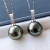 image:imageNONNYL Tahitian Black Pearl Necklace Pearl Necklaces for Women 1011mm Round Black Pearl Sterling Silver Pendant 18 inch Chain  Jewelry Gifts for Wife Girlfriend Mother
