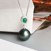 image:imageNONNYL Tahitian Black Pearl Necklace Pearl Pendant Necklaces for Women 10mm Round Black Pearl Sterling Silver Pendant 18 inch Chain  Jewelry Gifts for Wife Girlfriend Mother