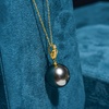 image:imageNONNYL Tahitian Black Pearl Necklace for Women Fine Jewellery Round AAAA 10mm Pearls  Pearl Pendant Necklace Gift for Women Her Grandma Wife