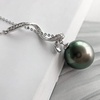 image:imageNONNYL Tahitian Black Pearl Necklace for Women Pearls Pendant Necklace 1011mm Round Black Pearl Sterling Silver Pendant 18 inch Chain  Jewelry Gifts for Women Wife Mom Grandma Daughter