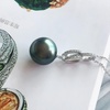 image:imageNONNYL Tahitian Black Pearl Necklace for Women Pearls Pendant Necklace 1112mm Round Pearl Sterling Silver Pendant 18 inch Chain  Jewelry Gifts for Women Wife Mom Her Grandma Daughter