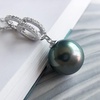 image:imageNONNYL Tahitian Black Pearl Necklace for Women Pearls Pendant Necklace 1112mm Round Pearl Sterling Silver Pendant 18 inch Chain  Jewelry Gifts for Women Wife Mom Her Grandma Daughter
