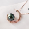 image:imageNONNYL Tahitian Black Pearl Necklace for Women Pearls Pendant Necklace 1112mm Round Pearl Sterling Silver Pendant 18 inch Chain  Jewelry Gifts for Women Wife Mom Grandma Daughter
