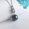 image:imageNONNYL Tahitian Black Pearl Necklace for Women Pearls Pendant Necklace 1112mm Round Pearl Sterling Silver Pendant 18 inch Chain  Jewelry Gifts for Women Wife Mom Her Grandma Daughter