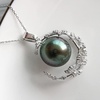 image:imageNONNYL Tahitian Black Pearl Necklace for Women Pearls Pendant Necklace 1112mm Round Pearls Pendant Sterling Silver 18 inch Chain  Jewelry Gifts for Women Wife Mom Grandma Daughter