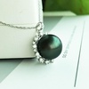 image:imageNONNYL Tahitian Black Pearl Pendant Necklace for Women 1112mm Real South Sea Pearls Round 925 Sterling Silver Plated 18K Gold Christmas Jewelry Gifts for Women Wife Girlfriend Mom Daughter Her