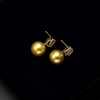 image:imageNONNYL Wife Jewelry 18K Gold Earrings  Genuine South Sea Golden Pearl Jewelry Earrings for Women Birthday Jewelry for Girlfriend Valentines Day for Wife NO1262