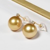 image:imageNONNYL Wife Jewelry 18K Gold Earrings  Genuine South Sea Golden Pearl Jewelry Earrings for Women Birthday Jewelry for Girlfriend Valentines Day for Wife NO1261