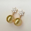 image:imageNONNYL Wife Jewelry 18K Gold Earrings  Genuine South Sea Golden Pearl Jewelry Earrings for Women Birthday Jewelry for Girlfriend Valentines Day for Wife NO1268