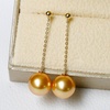 image:imageNONNYL Wife Jewelry 18K Gold Earrings  Genuine South Sea Golden Pearl Jewelry Earrings for Women Birthday Jewelry for Girlfriend Valentines Day for Wife NO1135