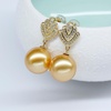 image:imageNONNYL Wife Jewelry 18K Gold Earrings  Genuine South Sea Golden Pearl Jewelry Earrings for Women Birthday Jewelry for Girlfriend Valentines Day for Wife NO1138