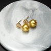 image:imageNONNYL Wife Jewelry 18K Gold Earrings  Genuine South Sea Golden Pearl Jewelry Earrings for Women Birthday Jewelry for Girlfriend Valentines Day for Wife NO1262