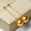 image:imageNONNYL Wife Jewelry 18K Gold Earrings  Genuine South Sea Golden Pearl Jewelry Earrings for Women Birthday Jewelry for Girlfriend Valentines Day for Wife NO1135